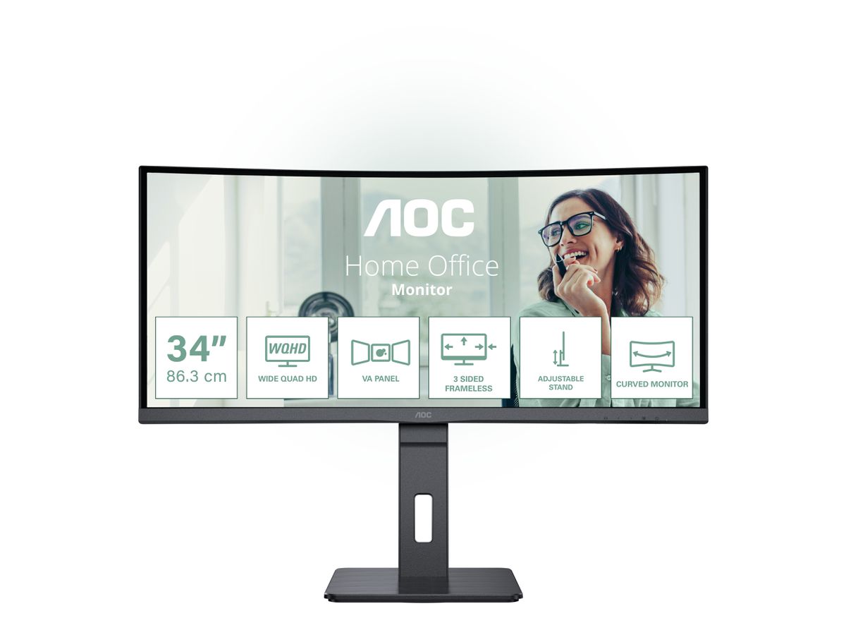 AOC CU34P3CV écran plat de PC 86,4 cm (34") 3440 x 1440 pixels UltraWide Quad HD LED Noir