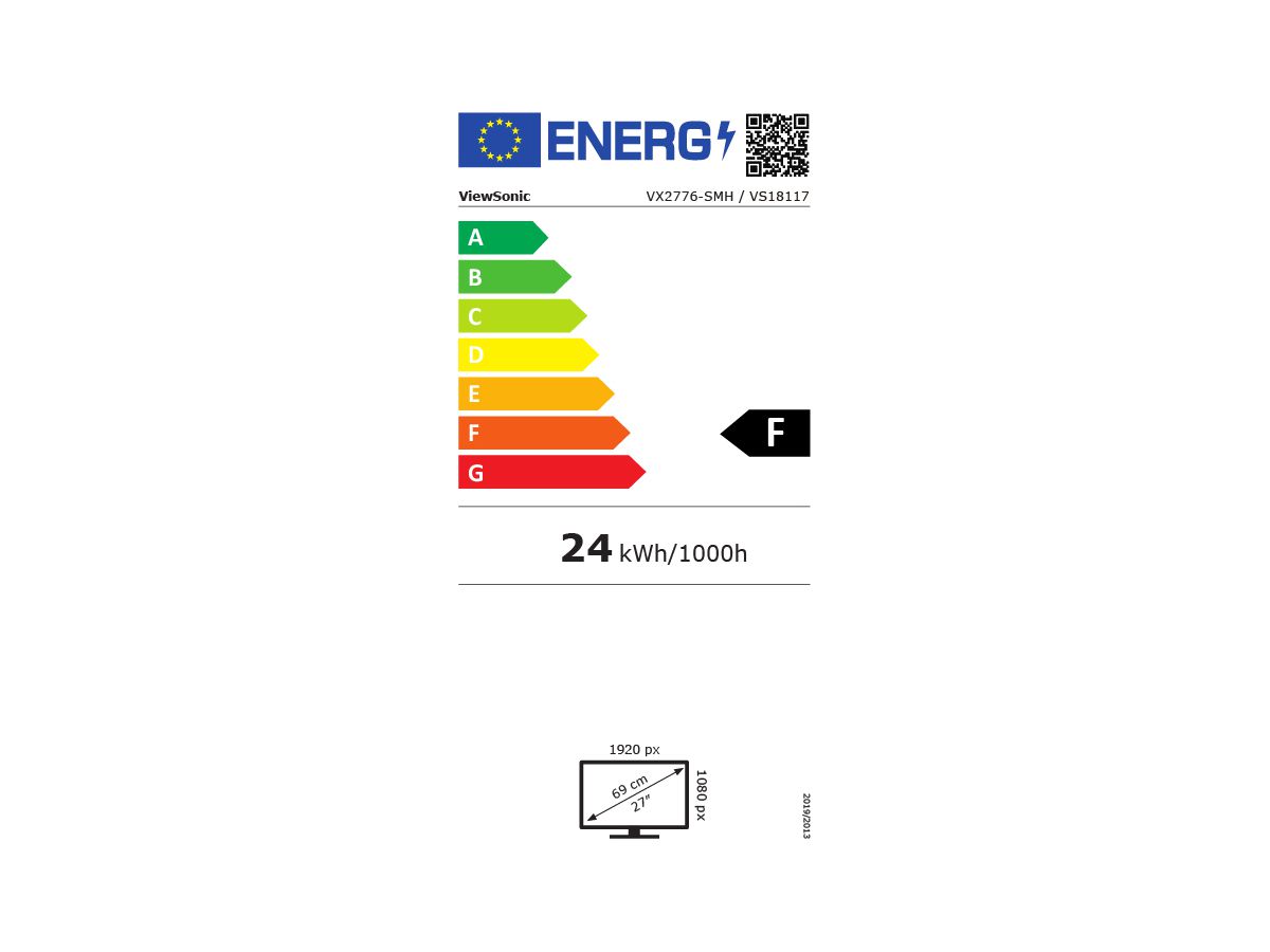 Viewsonic VX Series VX2776-SMH LED display 68,6 cm (27") 1920 x 1080 pixels Full HD Argent
