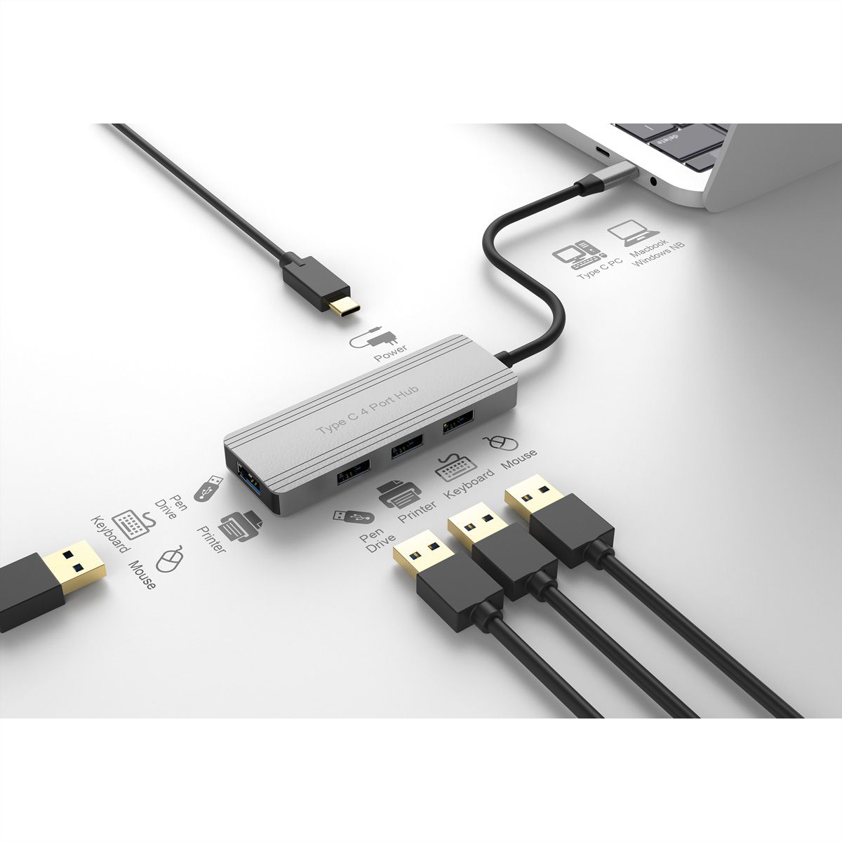 VALUE Hub USB 3.2 Gen 1, 4 ports, type C