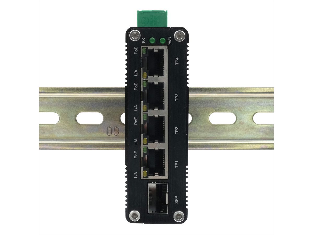 EXSYS EX-62020PoE-SFP Switch Ethernet industriel 4 ports PoE, 1 port 100/1000Fx SFP