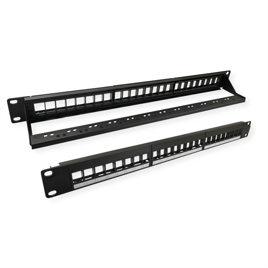VALUE Panneau de brassage 19" pour keystones, 24 ports, 1U, non-blindé, noir