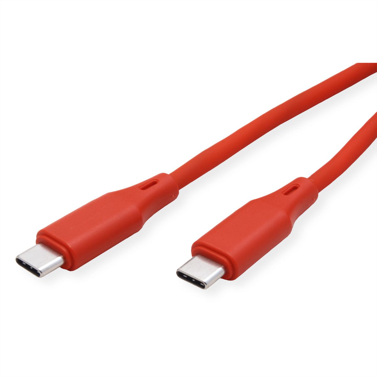 ROLINE Câble USB 2.0, C–C, M/M, silicone, 60W, rouge, 1 m