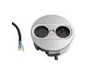 BACHMANN TWIST 2 1xUTE 1xUSB A/C 22W 2,0m AEH aspect inox rond, Mesure p.Sd. H05VV-F 3G2,5 CEE3x16A LAN