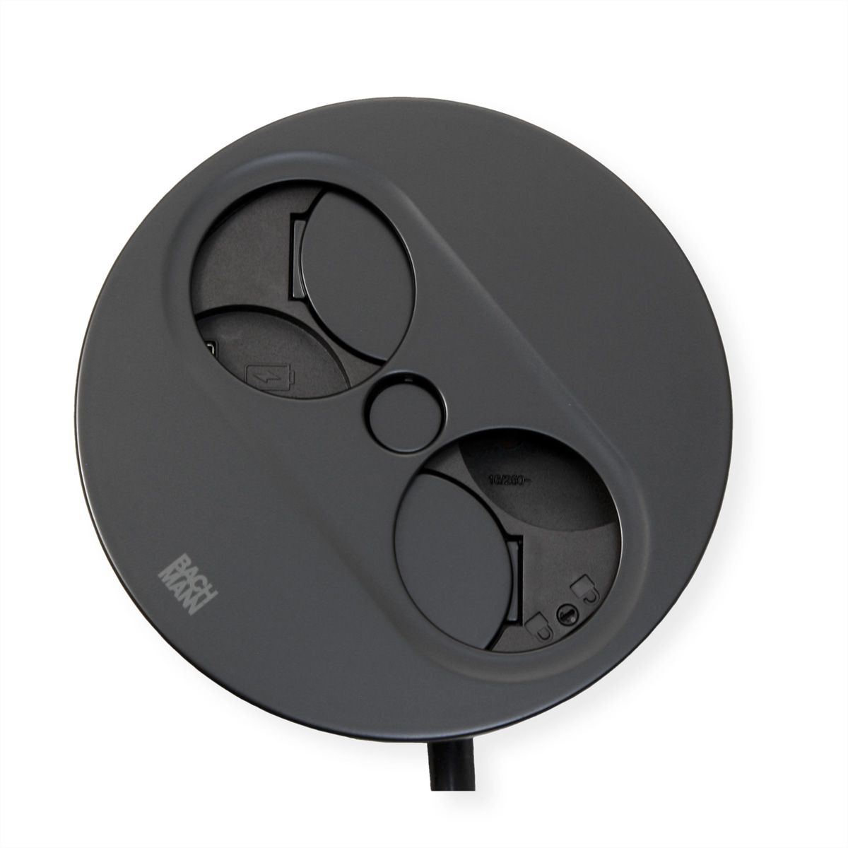BACHMANN TWIST 2 1xUTE 1xUSB A/C 22W 2,0m AEH RAL9005 30GE rond, Mess.p.Ph. 3G4 CEE32A Lan Commutation p.D.