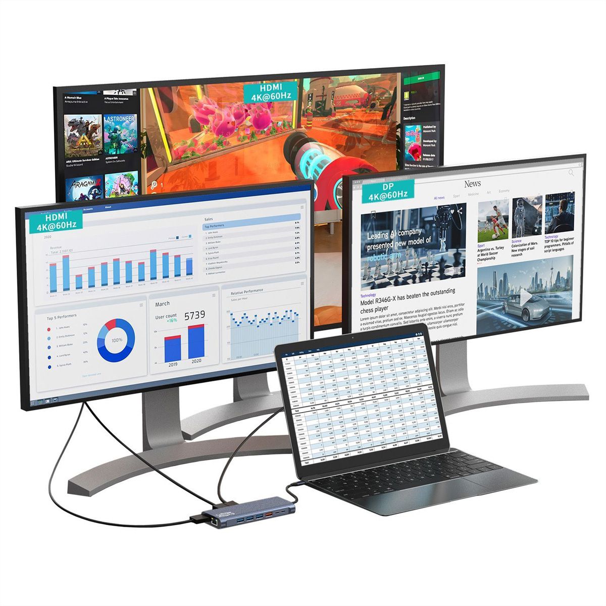 EXSYS EX-1226HM Station d'accueil 14 en 1 USB 3.2 Gen 2x1