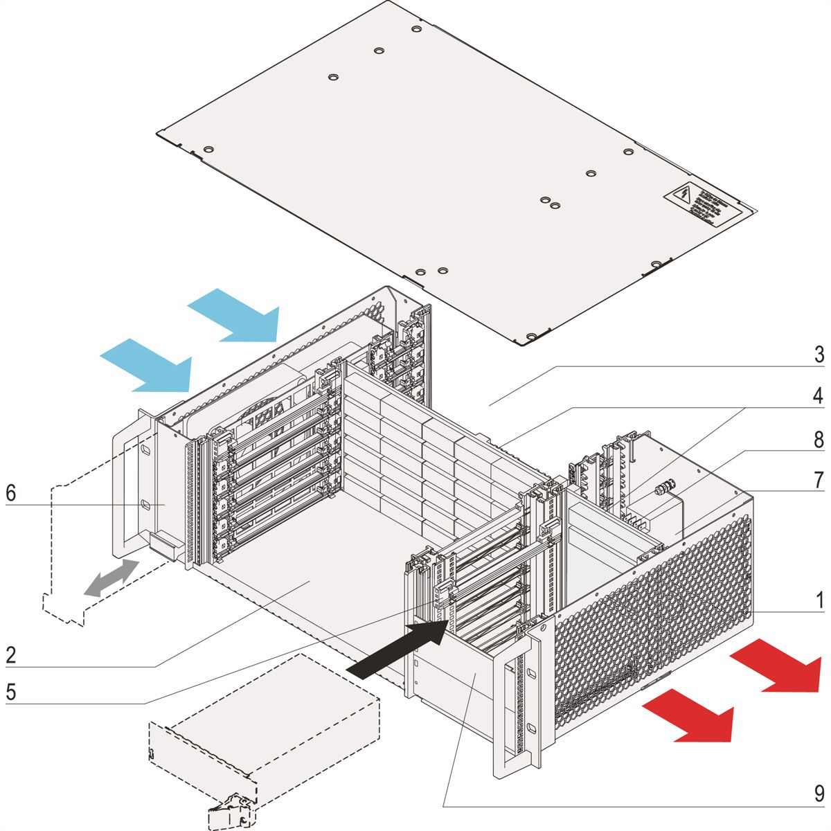 Système CPCI SCHROFF pour PSU enfichable, horizontal, 3 U, 6 slots