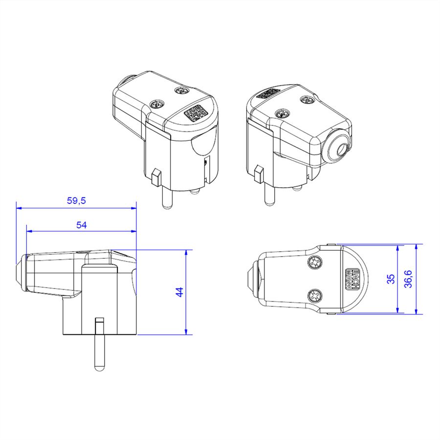 BACHMANN Connecteur coudé à monter gris
