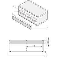 SCHROFF Face avant 1 U, 42 F, Montage sur rail horizontal, 2,5 mm, alu, anodisé, conducteur arrière