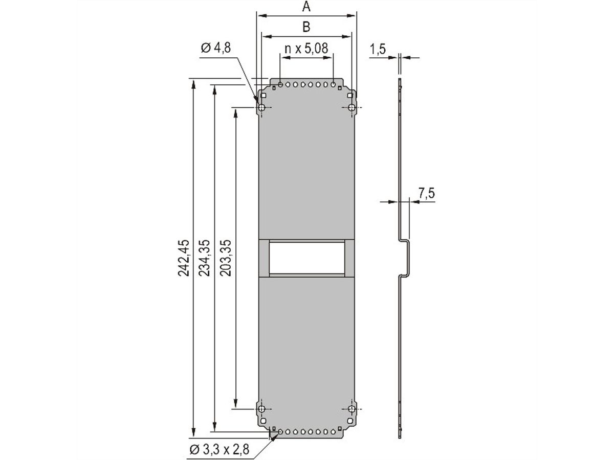 Panneau arrière de l'unité enfichable de type cadre SCHROFF, lisse, 6 U, 28 HP