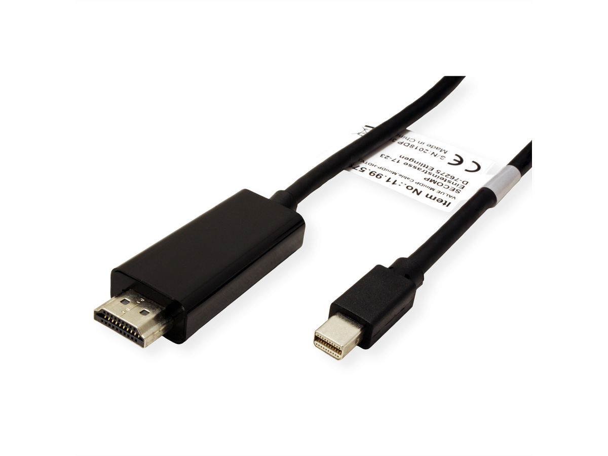 VALUE Mini DisplayPort Câble, Mini DP - HDTV, M/M, noir, 4,5 m