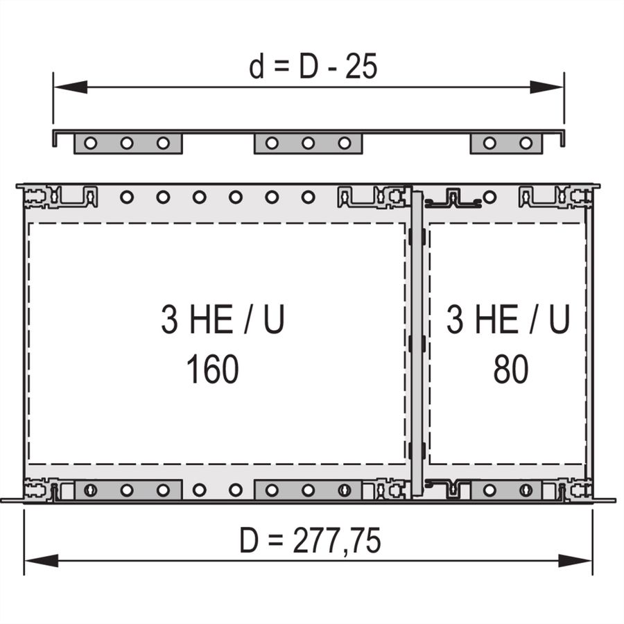 SCHROFF EuropacPRO Plaque de recouvrement pour boulonnage au panneau latéral, 42 HP, 277.75 mm