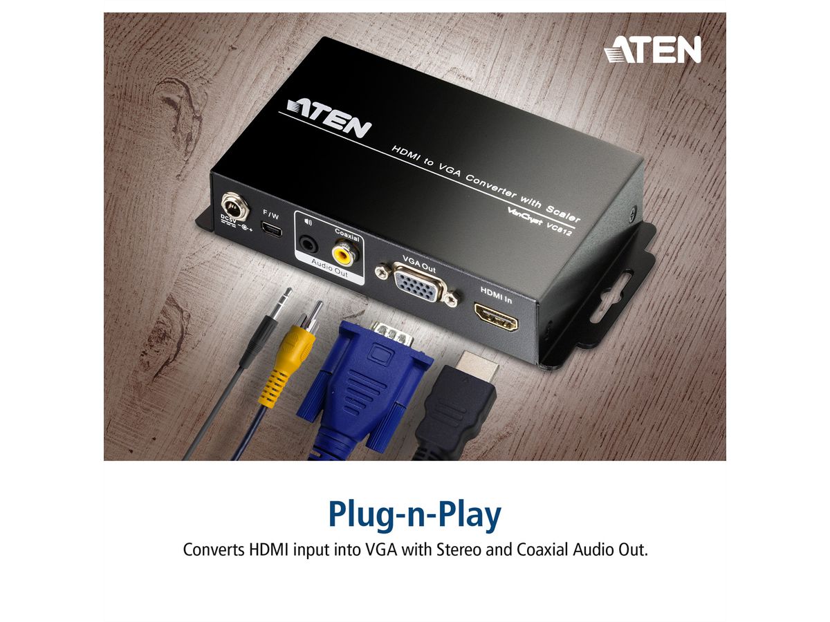 ATEN VC812 Convertisseur HDMI-VGA avec convertisseur de format d'image