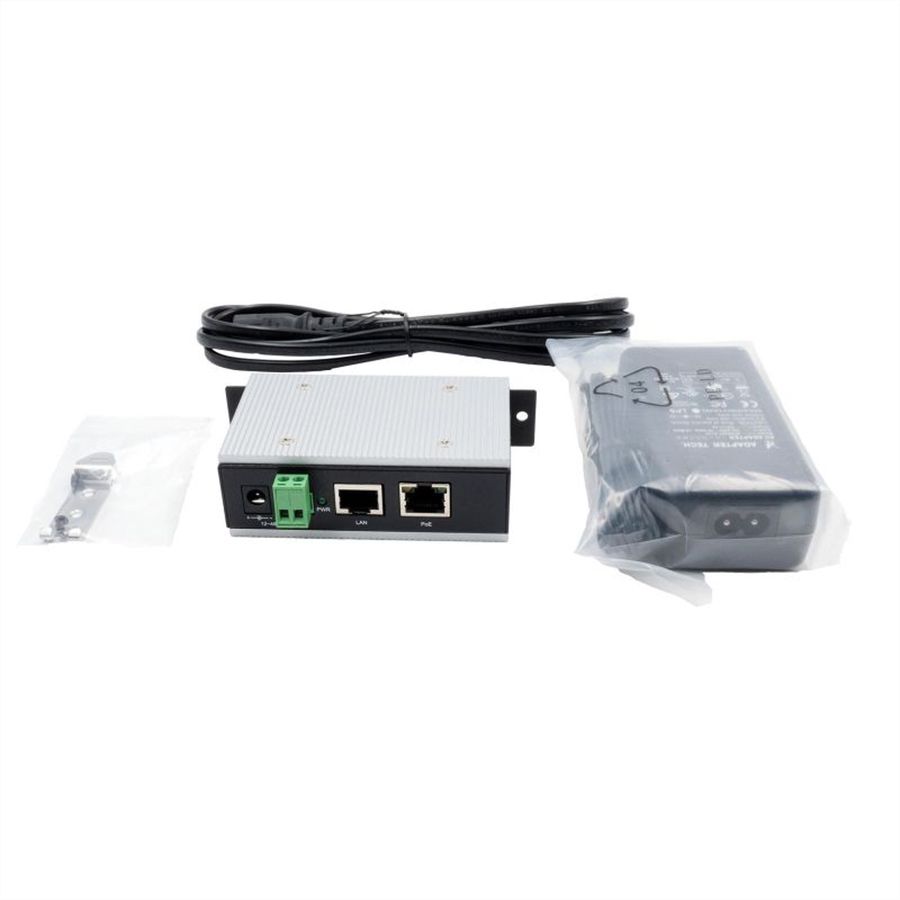 EXSYS EX-6007PoE-WT Injecteur PoE Gigabit 12-48V, boîtier métallique