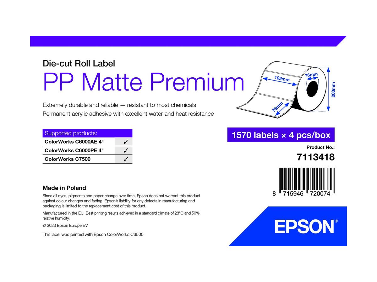 Epson 7113418 étiquette à imprimer Blanc Imprimante d'étiquette adhésive