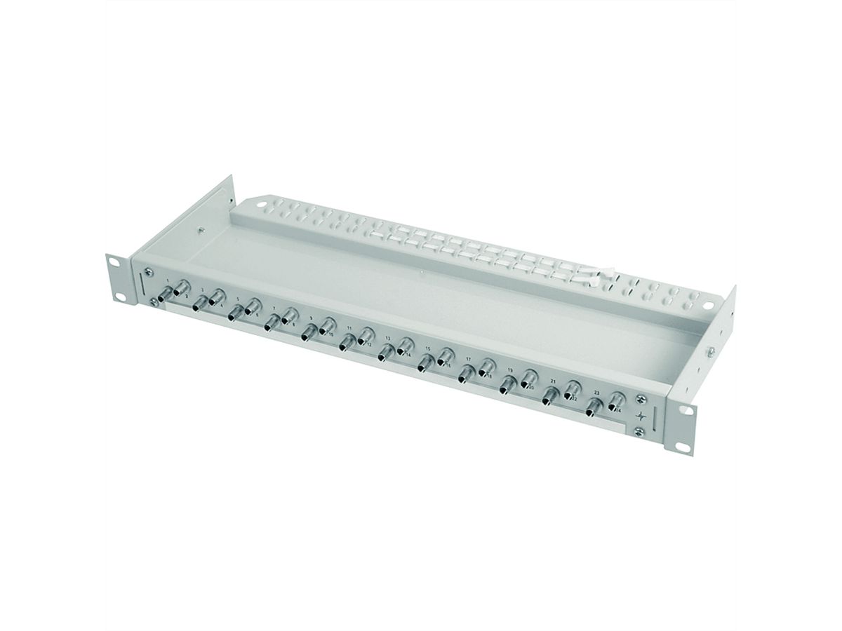 TELEGÄRTNER Panneau de brassage fibre optique 19" ECONOMY V 1U, 24x coupleurs ST, céramique/métal