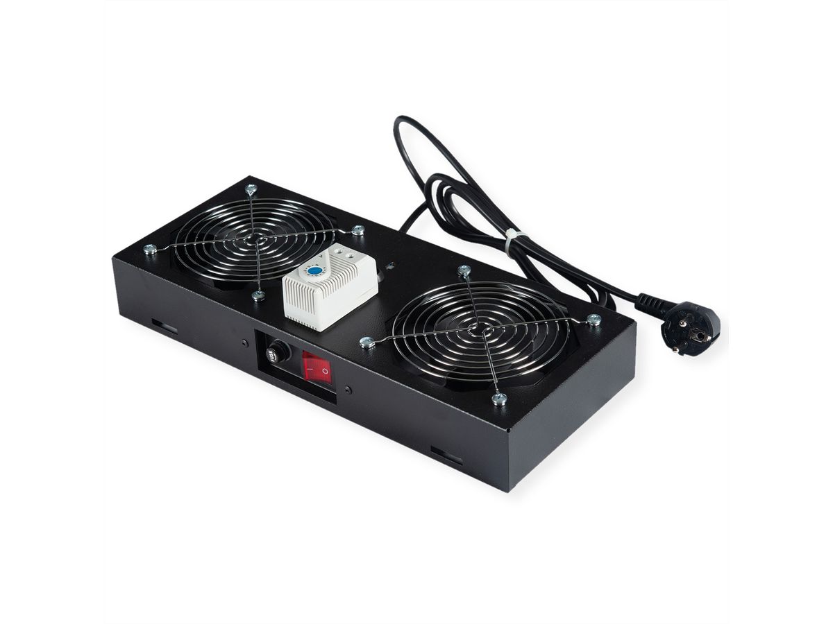 ROLINE Unité de ventilation 2 ventilateurs, thermostat , pour boîtier mural 19", noir
