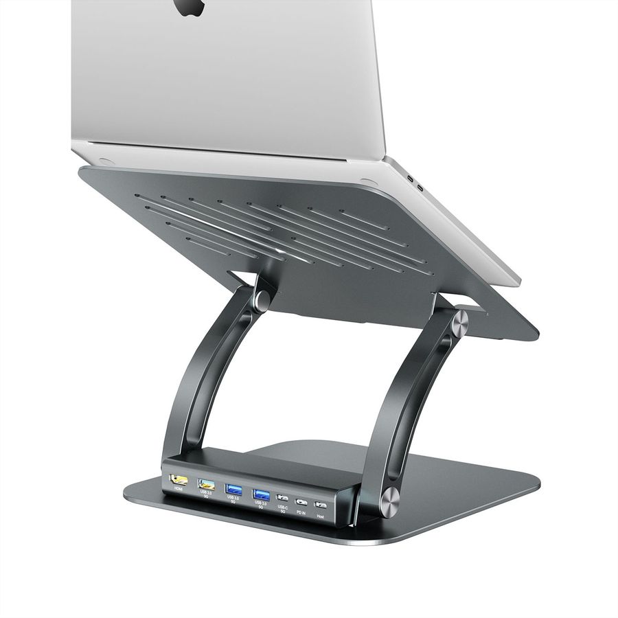 EXSYS EX-1224HM Support pour ordinateur portable, avec station d'accueil USB-C 7 en 1 amovible