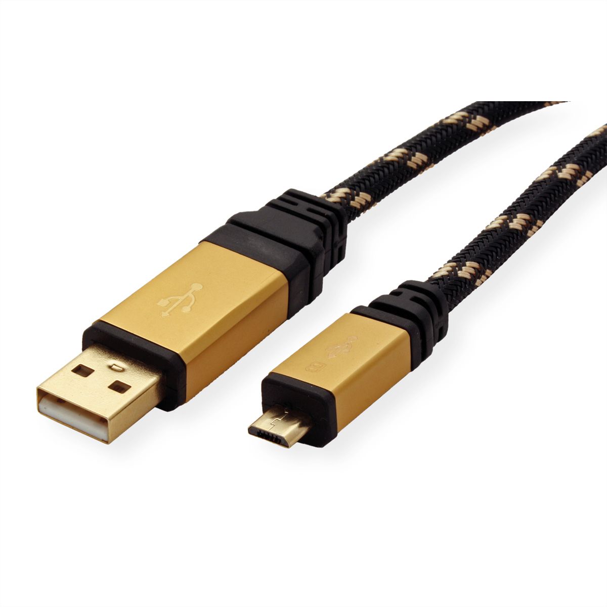 ROLINE GOLD Câble USB 2.0, USB A mâle - Micro USB B mâle, 0,8 m