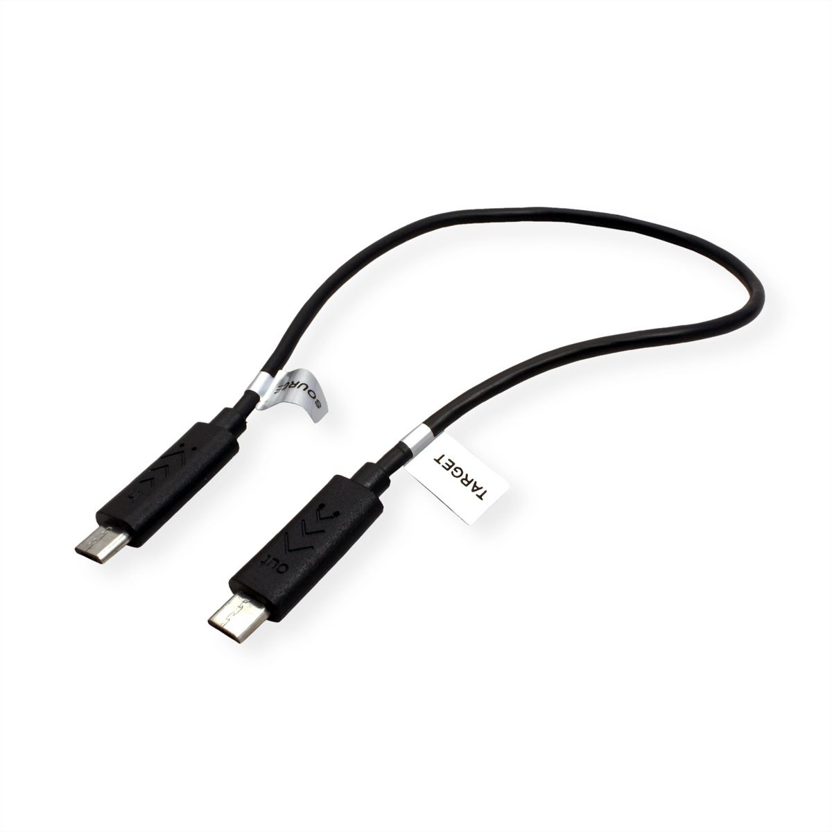 ROLINE Câble chargeur USB 2.0, Micro B - Micro B, M/M, noir, 0,3 m