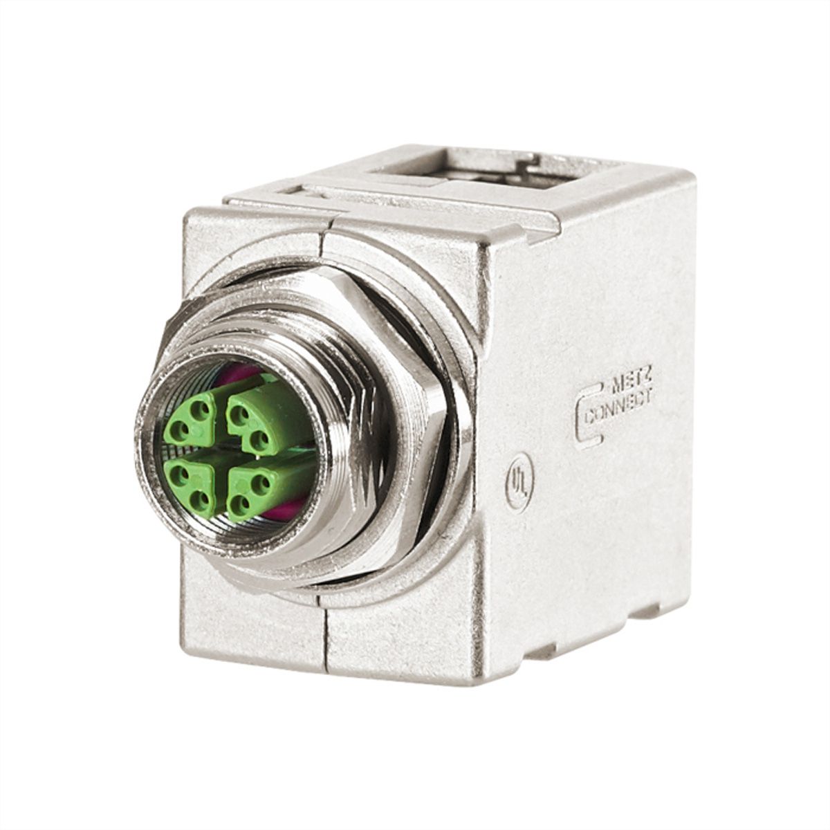 METZ CONNECT Traversées de cloison pour armoire électrique M12 , codage X, sur RJ45 - coudée