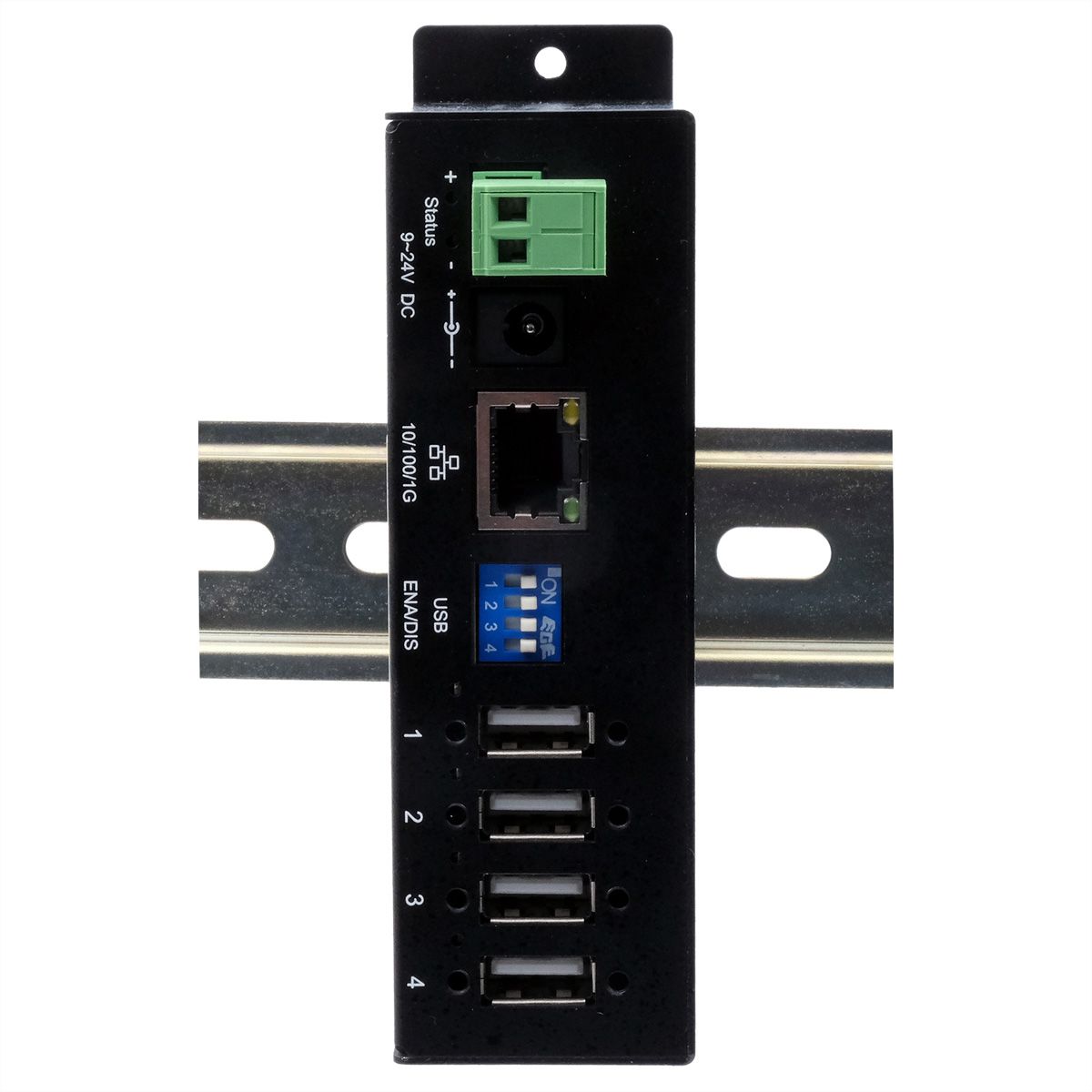 EXSYS EX-6003HMVS Serveur de périphériques 4x USB 2.0, entrée 9V-24V DC, boîtier métallique