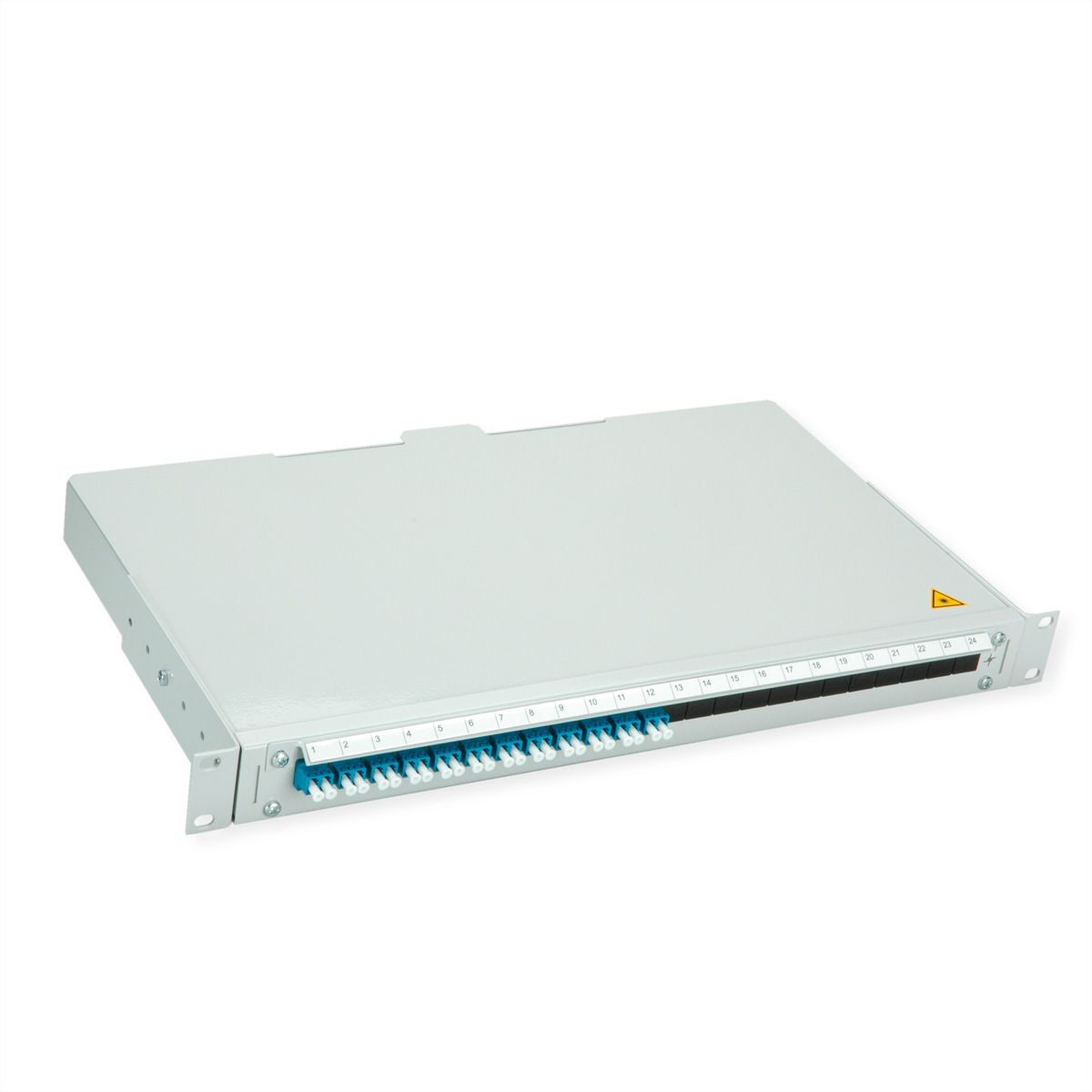 TELEGÄRTNER BASIS V Panneau FO avec coupleurs, 12x LC Duplex, bleu, OS2