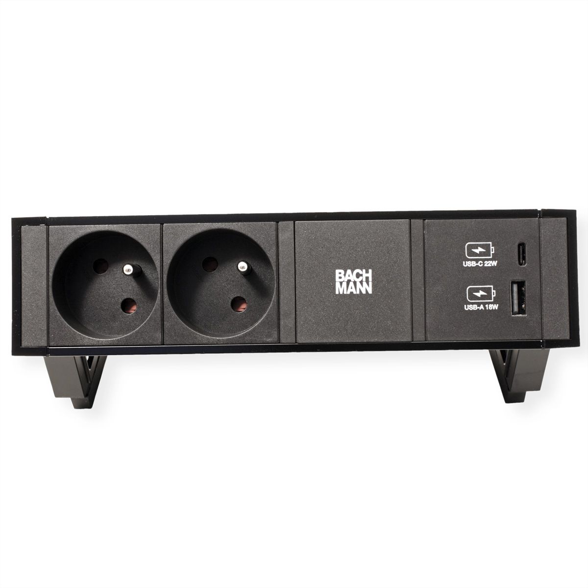 BACHMANN DESK 2 Bloc multiprise 2x UTE, 1x USB A&C 22W, noir, 0,2 m
