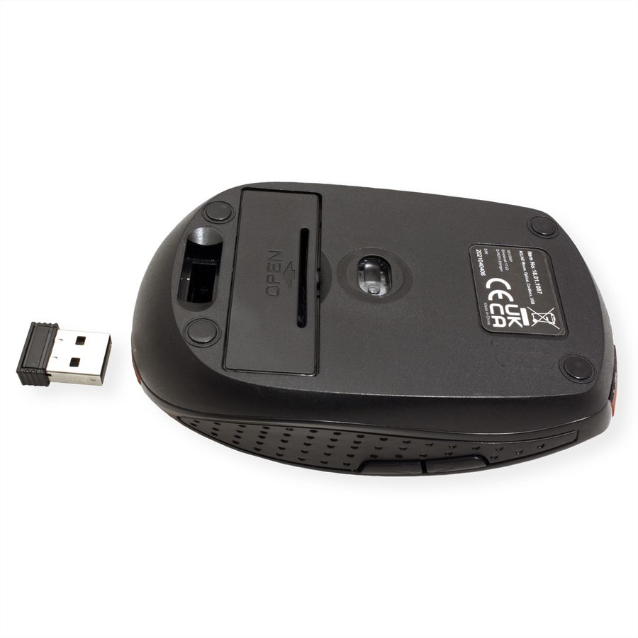 ROLINE Souris optique USB sans fil, rouge/noir