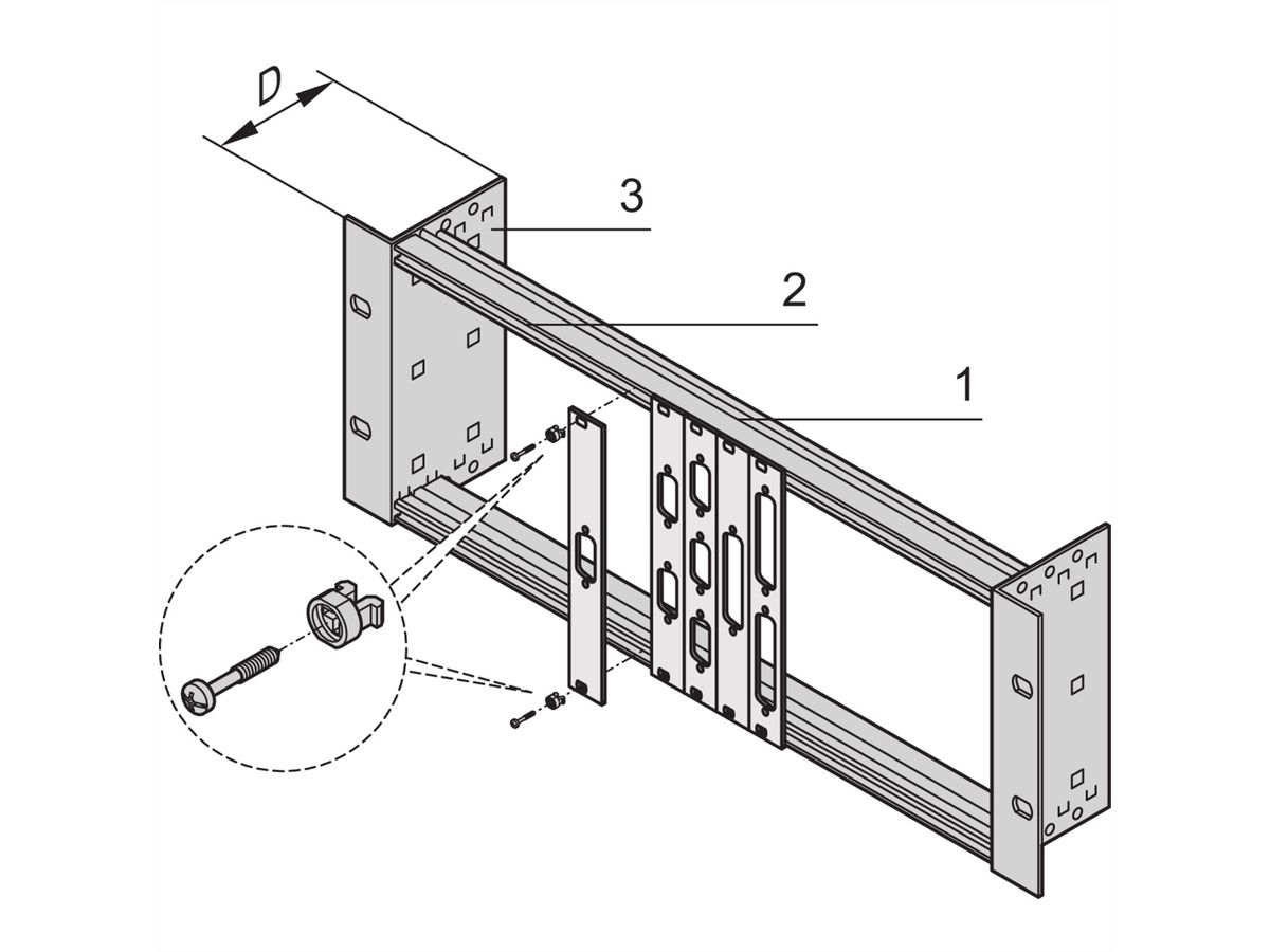 Support de module 19" SCHROFF sans décharge de traction