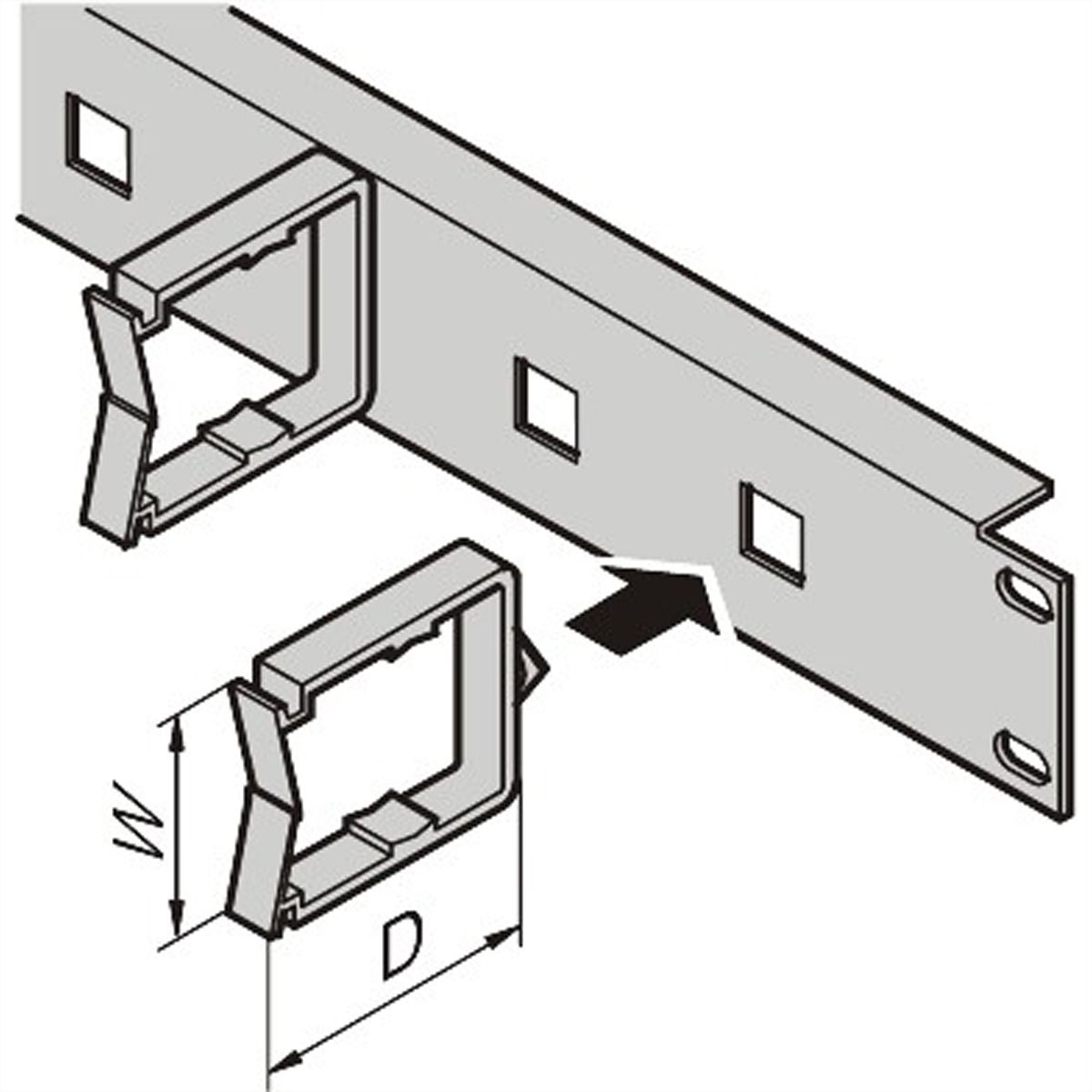 SCHROFF Face avant 19" pour chemin de câbles horiz.