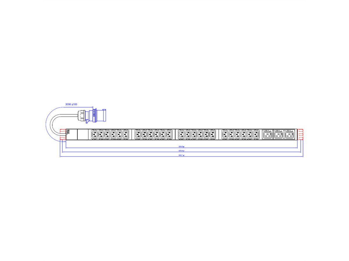 BACHMANN IT PDU ALU 1U 24x C13 3x C19 CEE 16A bleu