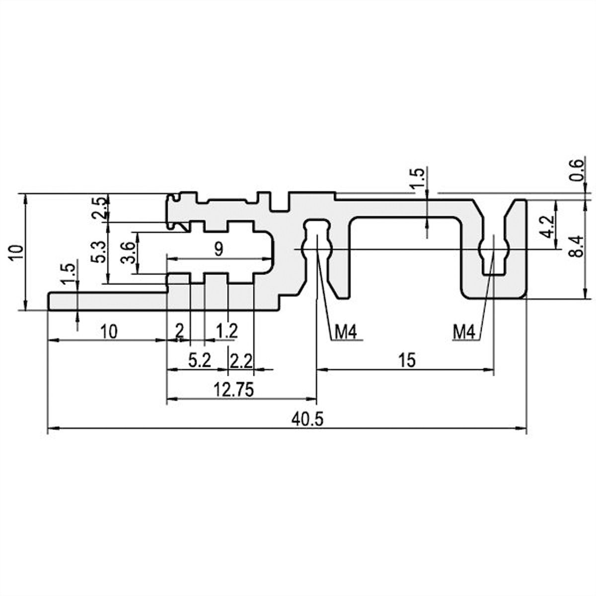Rail horizontal SCHROFF, avant, type H-LD, lourd, lèvre longue, pour application IEEE, 28 HP
