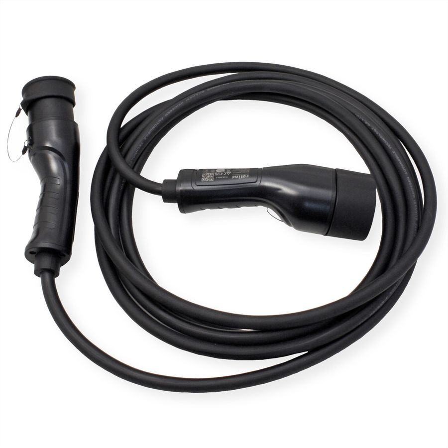 ROLINE Câble de recharge VE type2, 1-Phase, 250VAC (1P+N+E), 32 A, 7,4 kW, 5 m