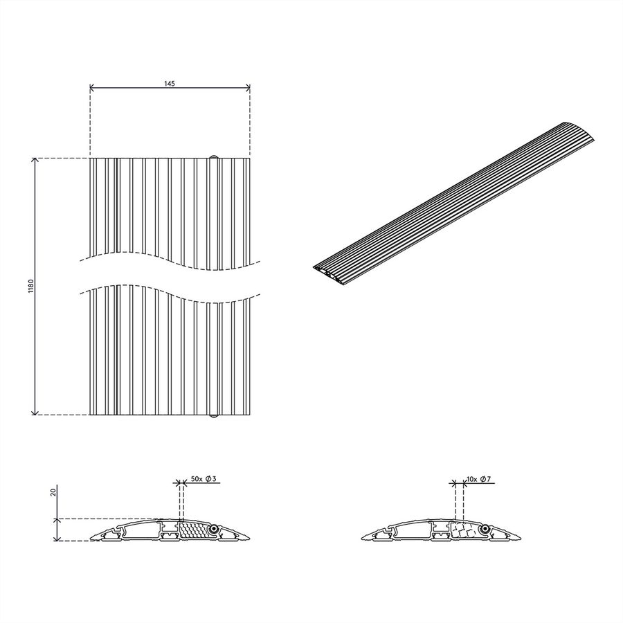 DATAFLEX Addit protège-câbles, droit 452, argent, 118 cm