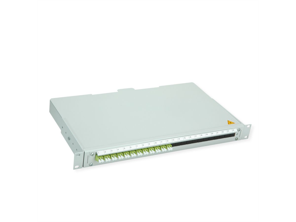 TELEGÄRTNER BASIS V Panneau fibre optique avec coupleurs & Pigtails , 12x LC Duplex, vert sapin, OM5
