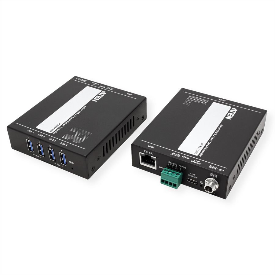 ATEN UCE33100 Prolongateur USB 3.2 Gen 1 Cat 6A à 4 ports, jusqu'à 100 m