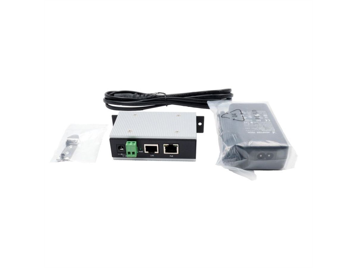 EXSYS EX-6007PoE-WT Injecteur PoE Gigabit 12-48V, boîtier métallique