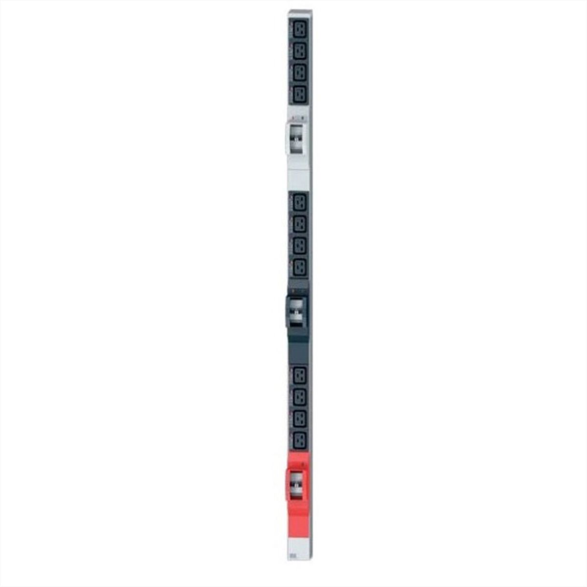 BACHMANN IT PDU ALU 1U 12xC19 6x interrupteur de protection de ligne CEE 3L+N+PE 32A rouge