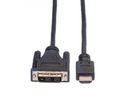 ROLINE Câble de raccordement pour écran DVI (18+1) M /HDMI M, noir, 1 m
