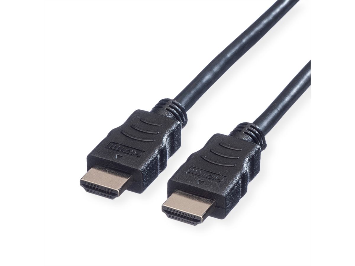 Câble HDMI High Speed avec Ethernet, connecteurs dorés, noir, 1,8 m