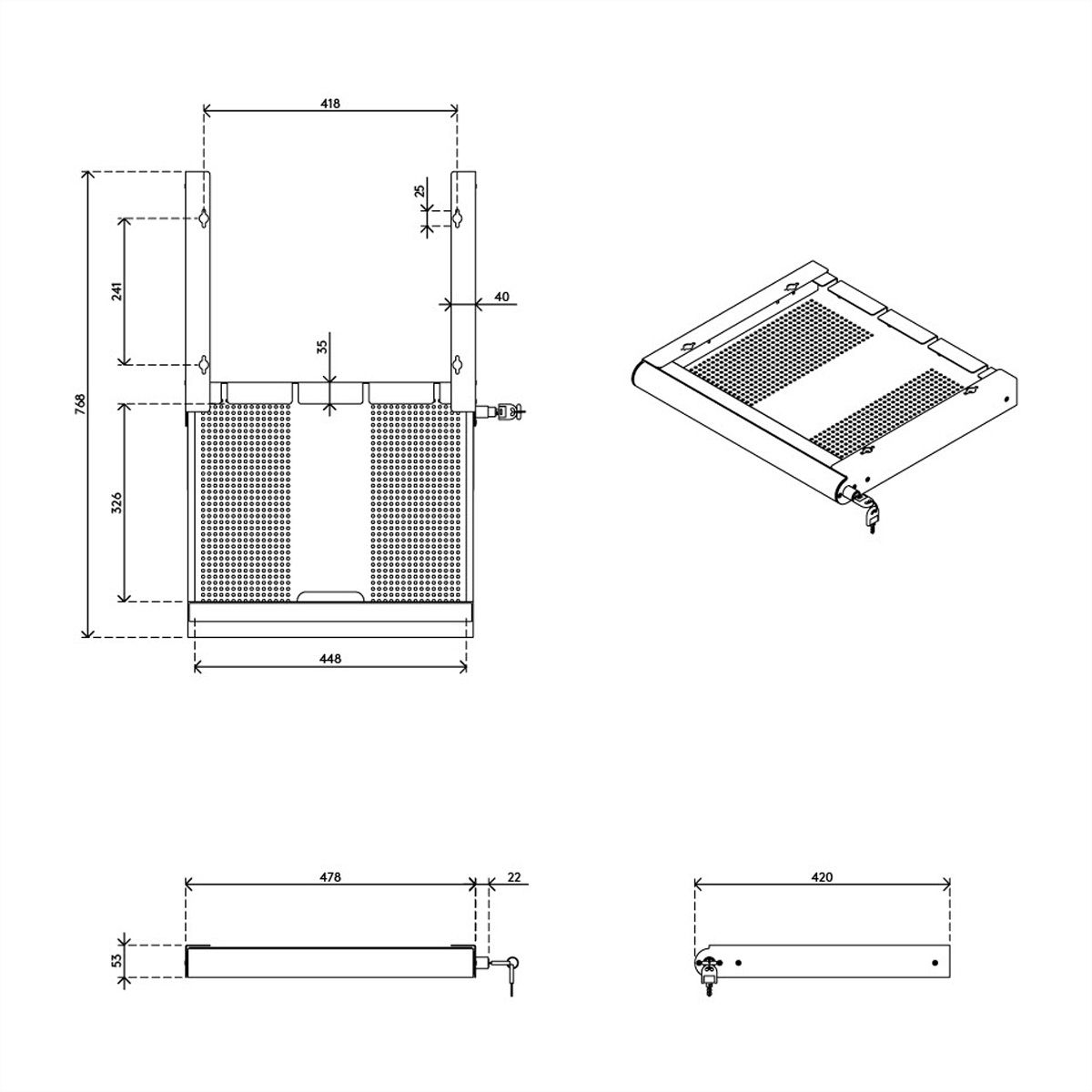 DATAFLEX Addit tiroir sécurisé pour laptop, 623, pour ordinateur portable, noir