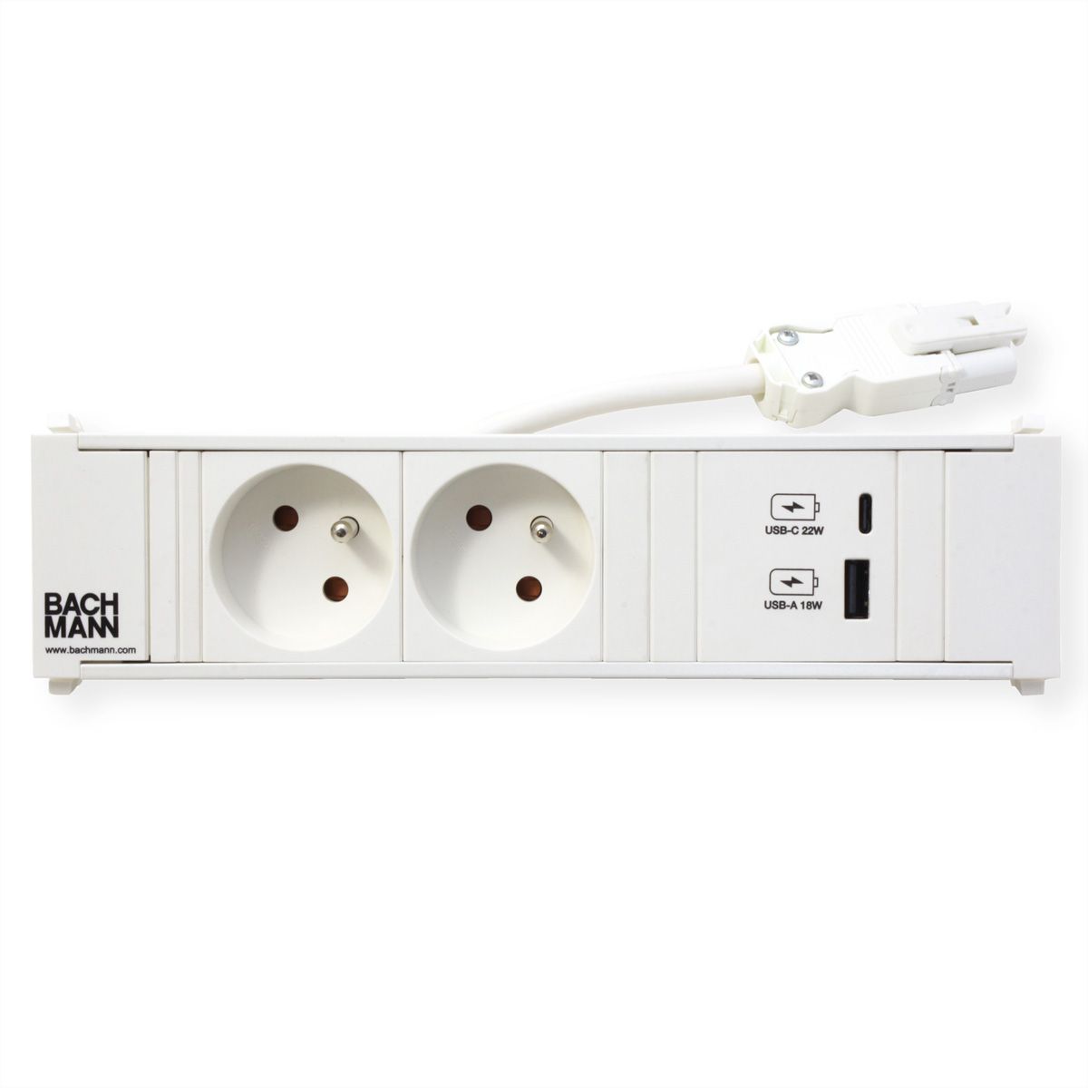 BACHMANN CONI 2xUTE 1xUSB A/C 22W 0,2m GST18 RAL9010