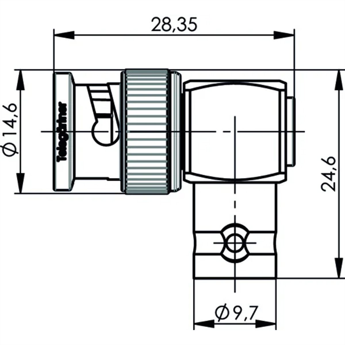 TELEGÄRTNER Connecteur BNC 50 Ohm broche/prise coudée