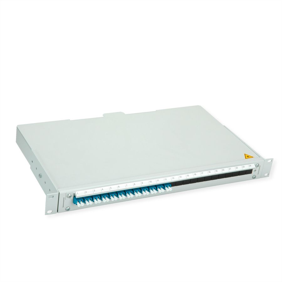 TELEGÄRTNER BASIS V Panneau fibre optique avec coupleurs & Pigtails , 12x LC Duplex, bleu, OS2 PC