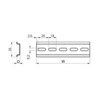 Rail DIN SCHROFF, 35H 7.5D Longueur 575L, 10 pièces