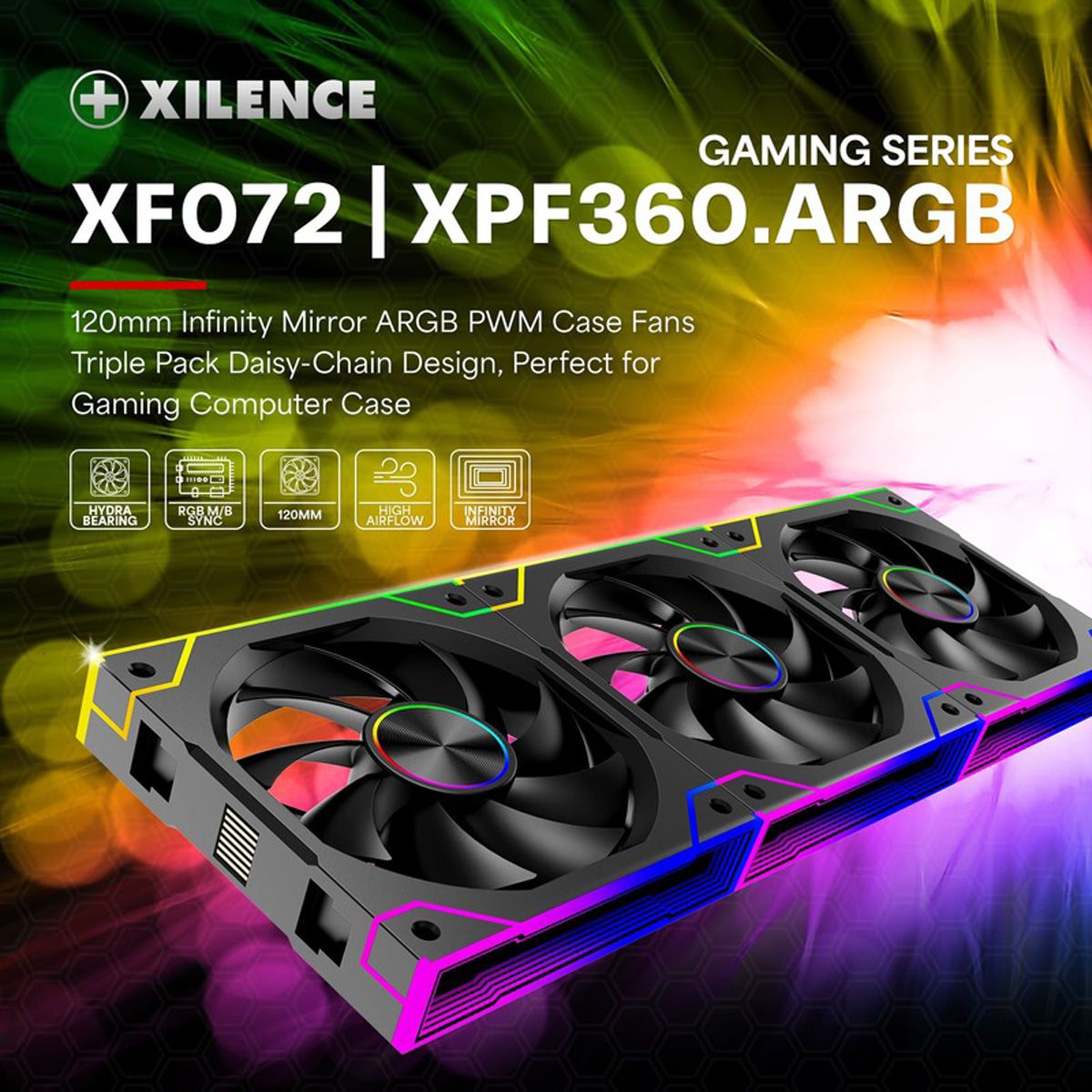 Xilence XPF120.ARGB 120mm PWM Ventilateur de boîtier, ARGB LED