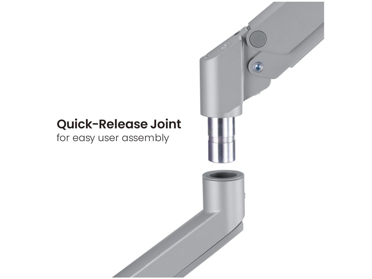 ROLINE Support double LCD, fixation sur bureau, vérin à gaz, 5 articulations, 17-23", jusqu'à 2x 9 kg, argent