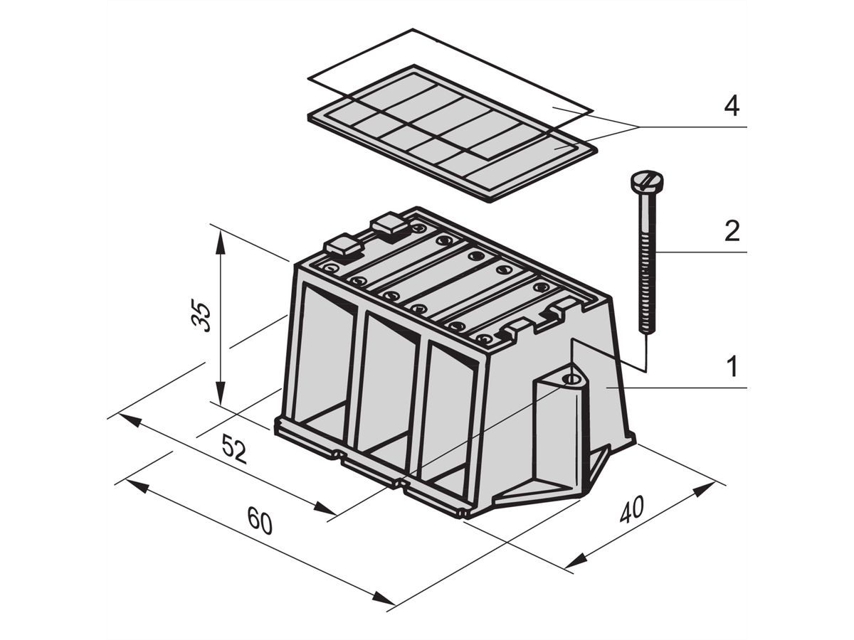 Étiquette d'identification SCHROFF avec couvercle transparent pour barres conductrices
