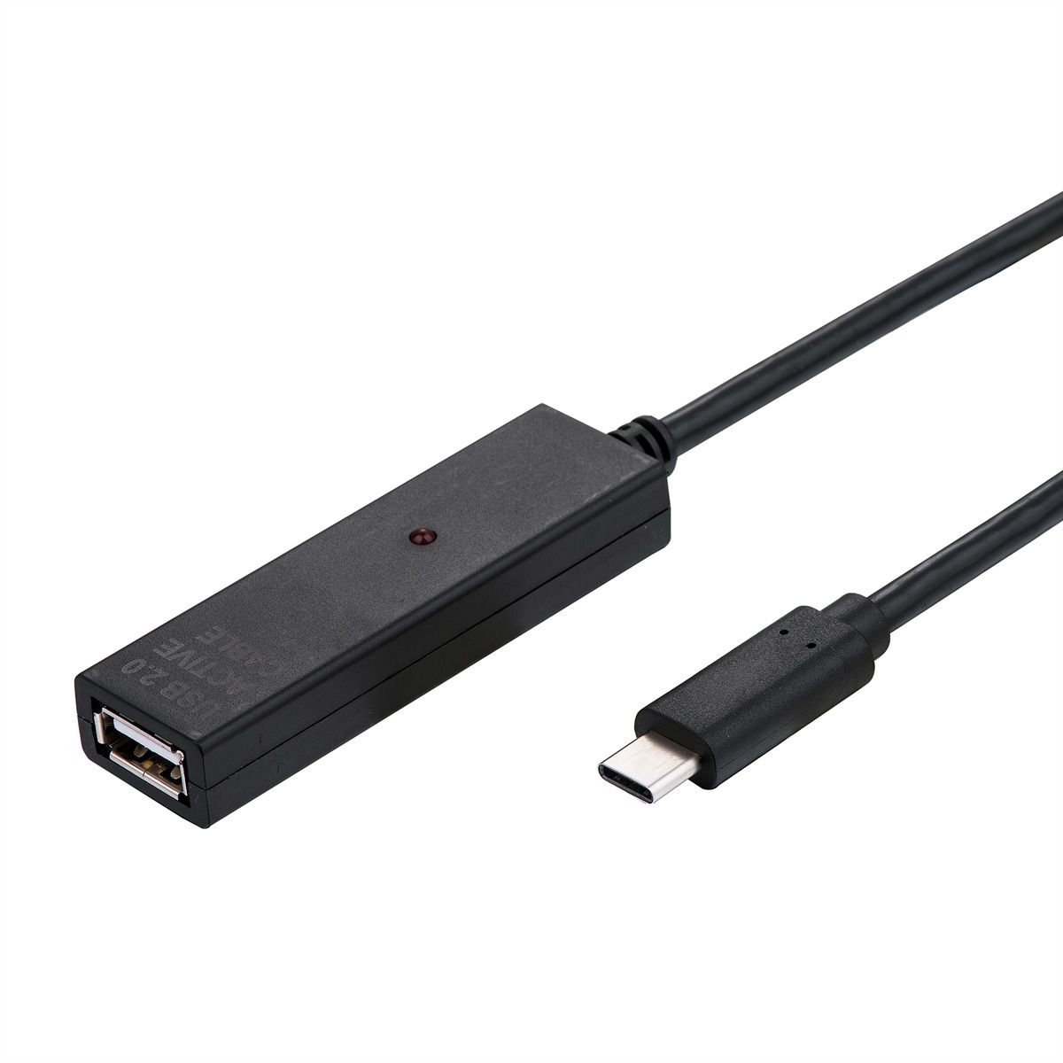 VALUE USB Prolongation active 2.0 avec Repeater, A-C, noir, 10 m