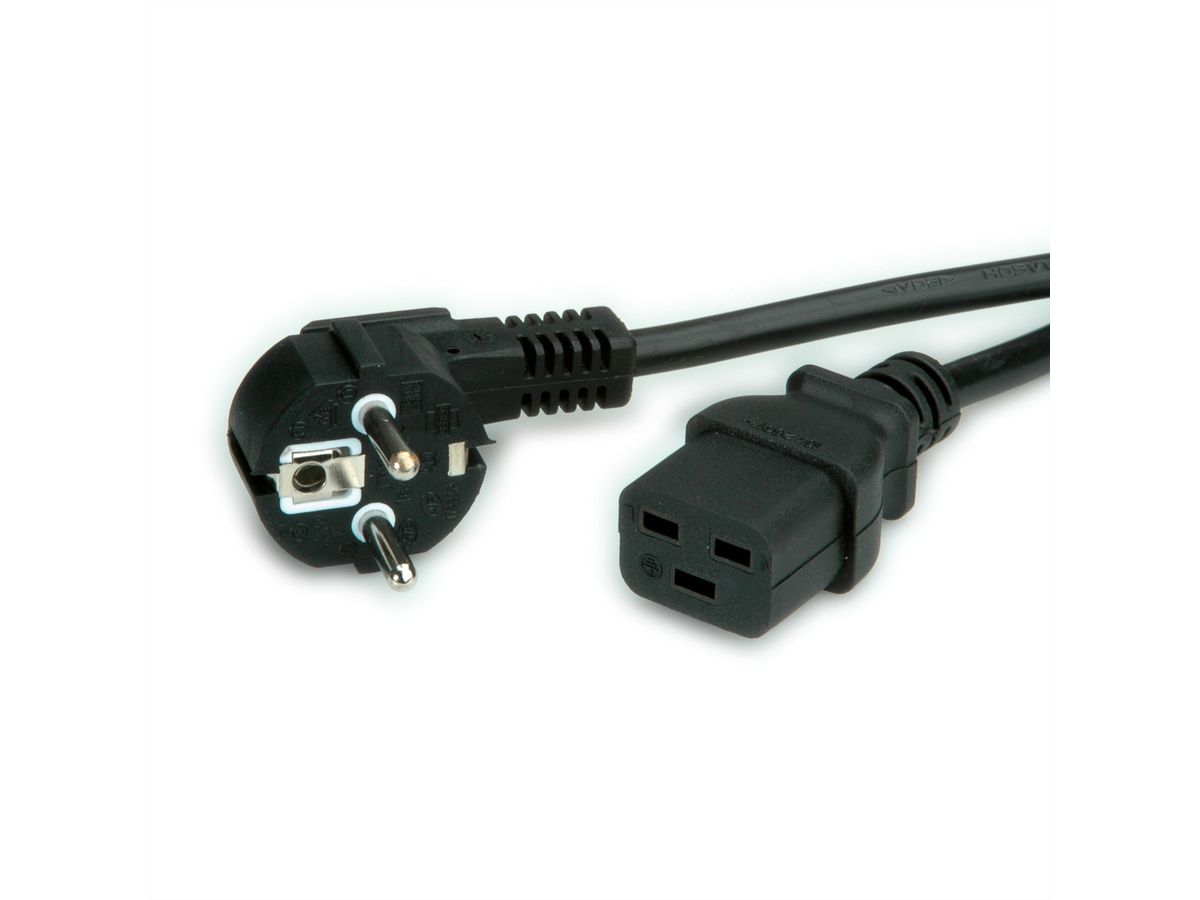 VALUE Câble électrique 2P+T - IEC320-C19 16A, noir, 2 m